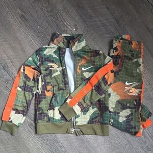 Camouflage Track Suit with Orange Accents